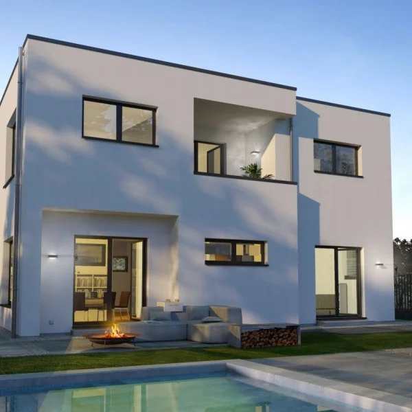 Elegante Flachdach-Villa mit Großzügiger Loggia und Carport - Perfekter Platz für Familienleben
